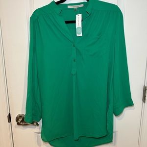 NWT 41Hawthorn colibri tab sleeve green blouse in Sz L